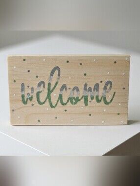 Welcome Wooden Accent Sign in Green and Gray - Home Accents